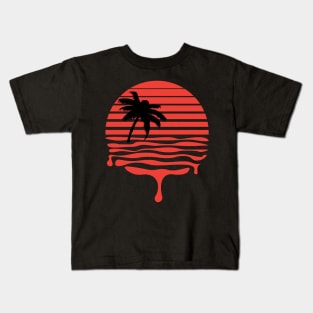 Retro Red Dripping Sunset Kids T-Shirt